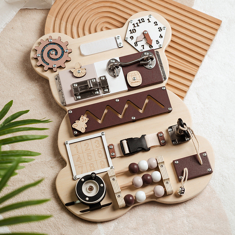 Bear Busy Board – jeu mural Montessori pour enfants, jouets