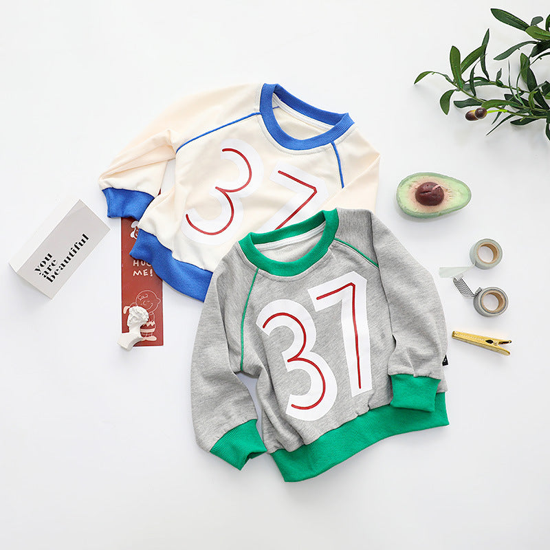 Ropa para niños al por mayor otoño nuevos niños suéter de cuello redondo niña bebé 37 letras color a juego suéter de niños coreanos