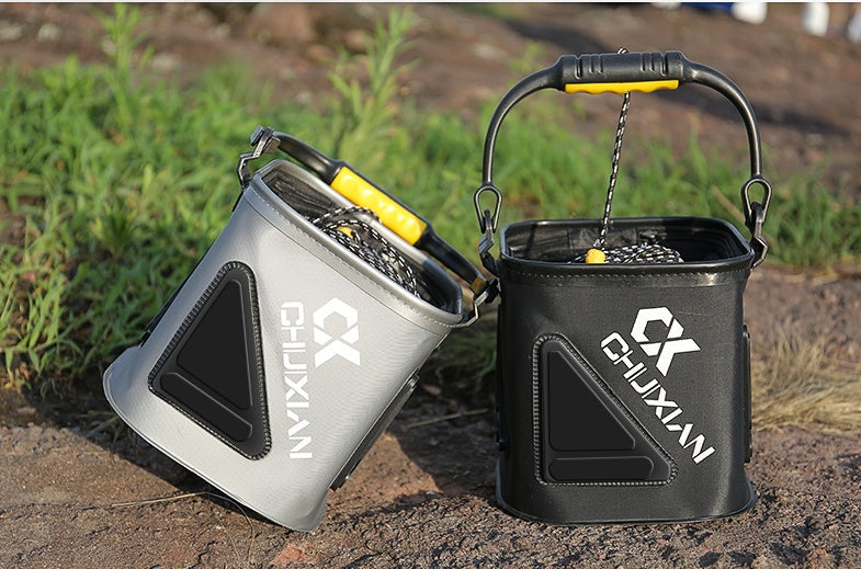 Cubo de pesca con cuerda, cubo para pescado grueso eva, caja plegable para peces vivos, barril de pesca pequeño, equipo de pesca 