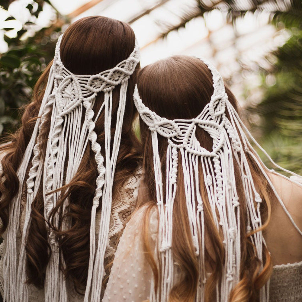Bandeau décoratif en corde de cheveux en voile