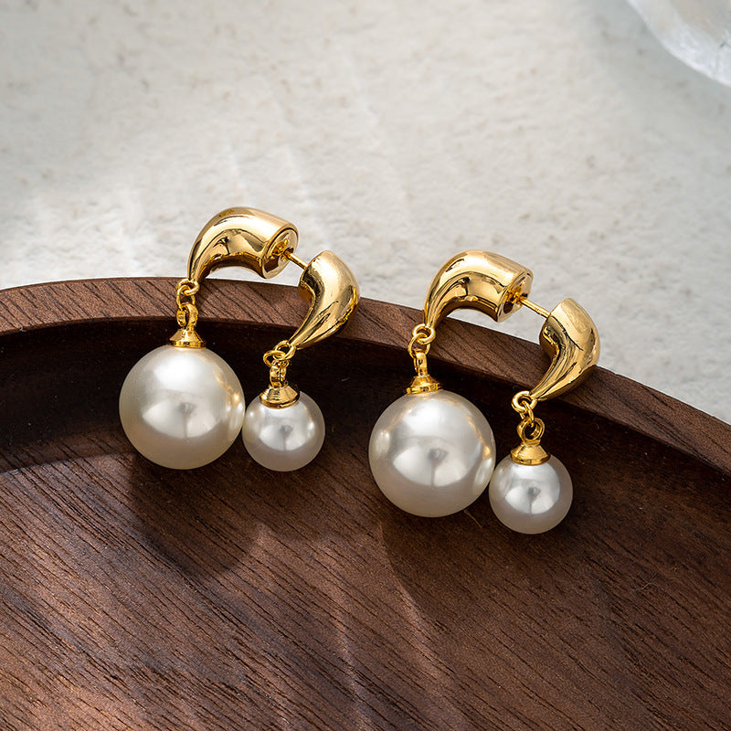 Boucles d'oreilles en perles pour femmes, rétro, faciles à assortir, simples et légères, de luxe