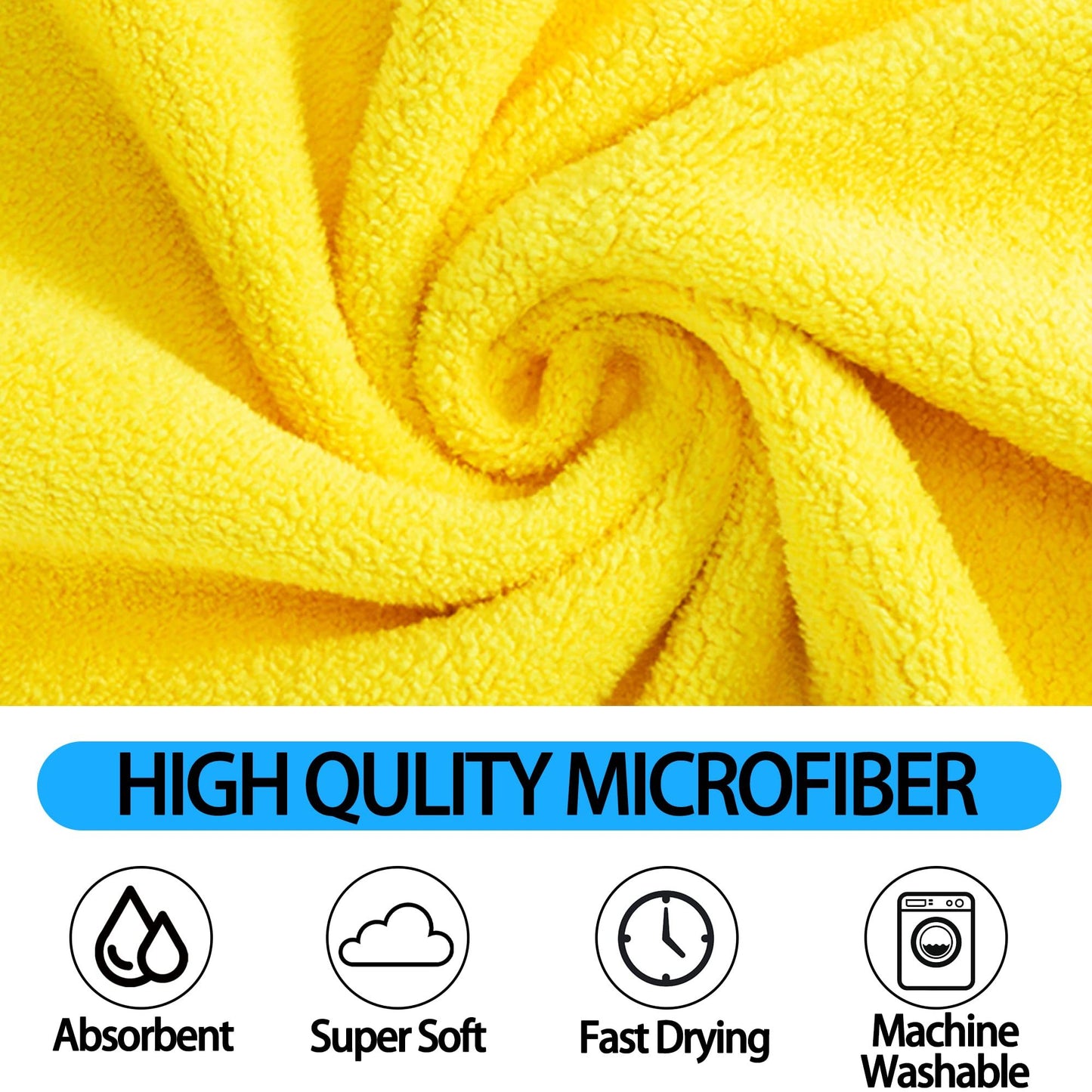 Serviettes pour chiens pour sécher les chiens, serviette de bain pour chien, serviettes pour chiens et chats à séchage rapide, serviettes en fibres douces, super absorbantes, serviette en microfibre douce à séchage rapide pour chiens, chats jaune