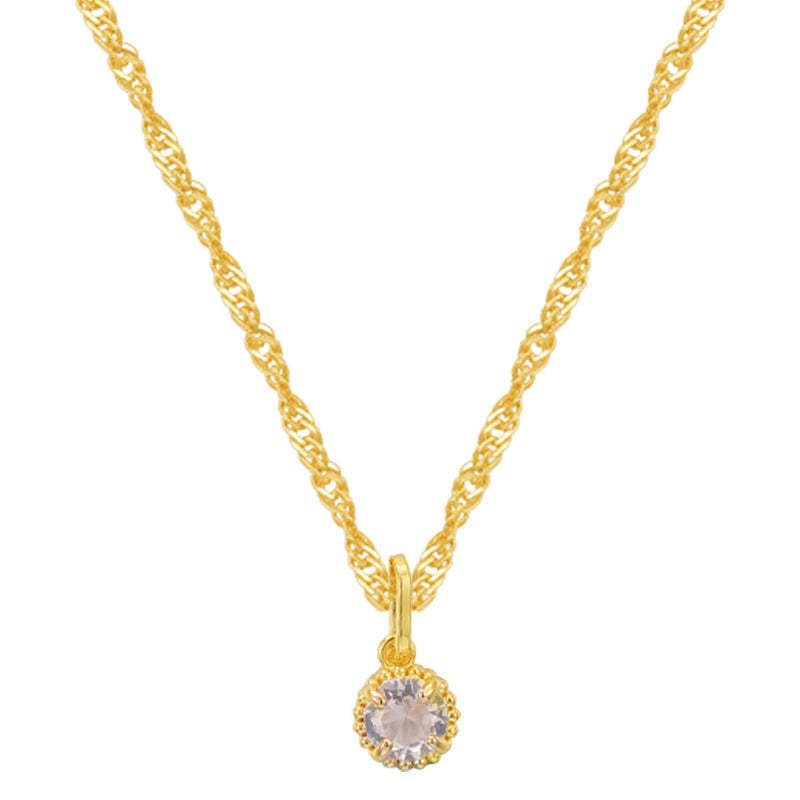 Collier rond en acier inoxydable avec pierre d'anniversaire de décembre