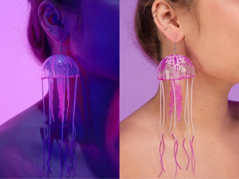 Boucles d'oreilles de fête à pampilles de méduses fluorescentes