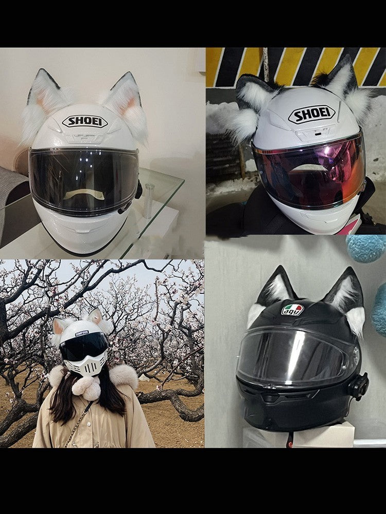 Casque ornements oreilles de chat oreilles de bête moto vélo électrique femme