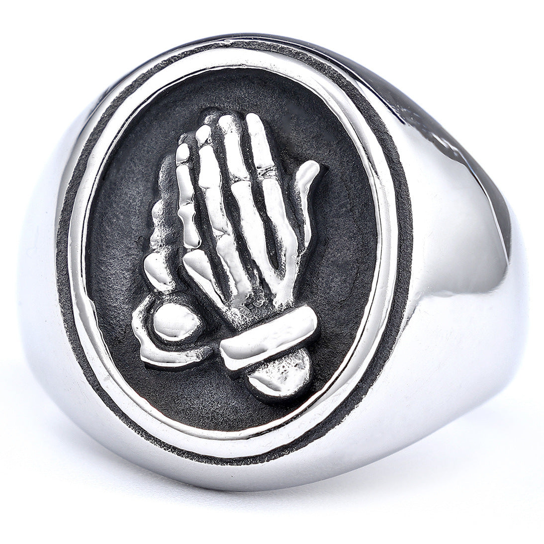 Fashion Titanium Steel Praying Hands Ring
