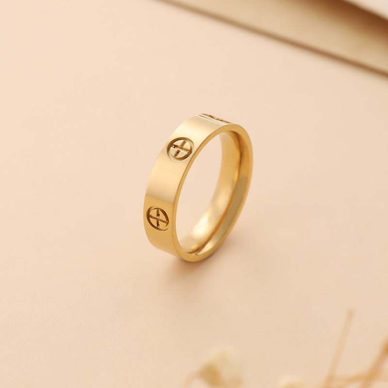Bague métallique à imprimé croisé, conception simple