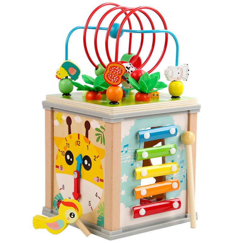 Puzzle multifonctionnel de coffre au trésor en bois pour enfants
