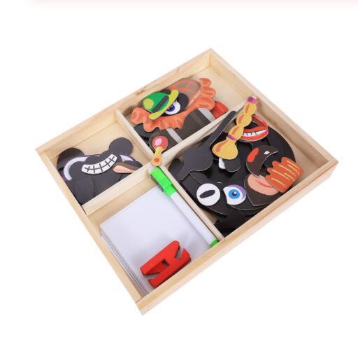 Puzzle magnétique amusant Montessori, boîte de Puzzle en bois pour enfants, jeu de dessin animé, peinture éducative, jouets pour enfants, cadeau anti-stress
