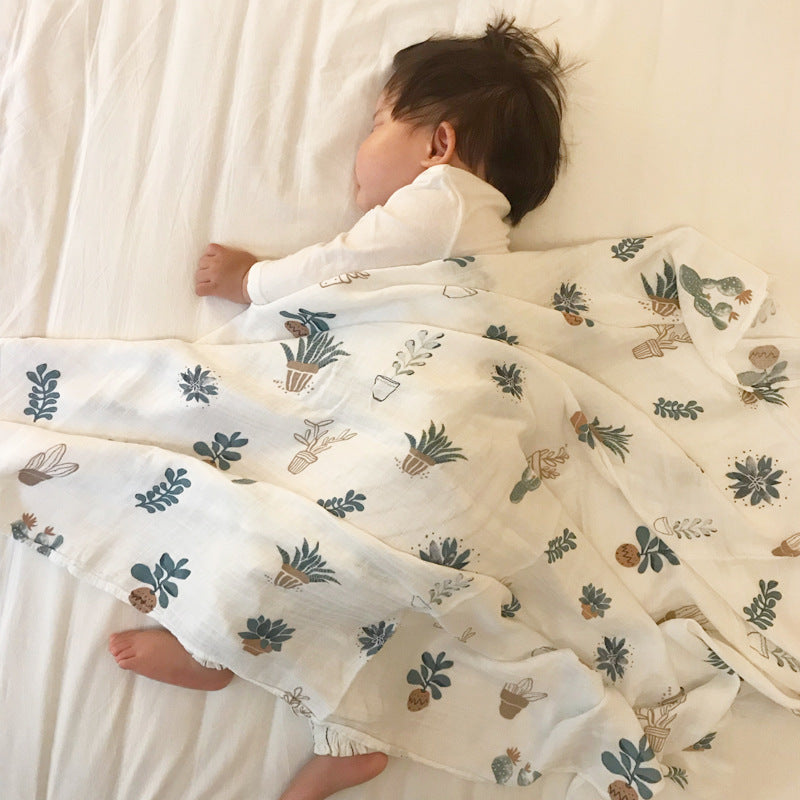 Bébé tenant une couverture serviette double couche fil bambou nouveau-né serviette pour bébé
