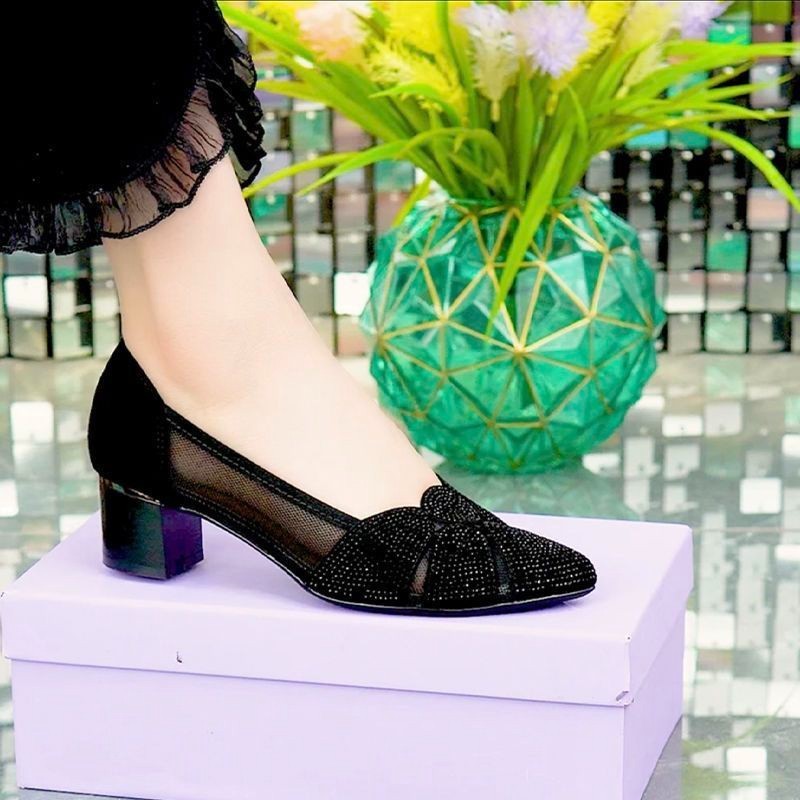 Mid Heel Soft Leather Summer Sandals Hollow Mesh