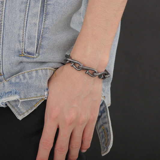 Retro Retro Style Personality Design Hook Buckle Titanium Steel Men's