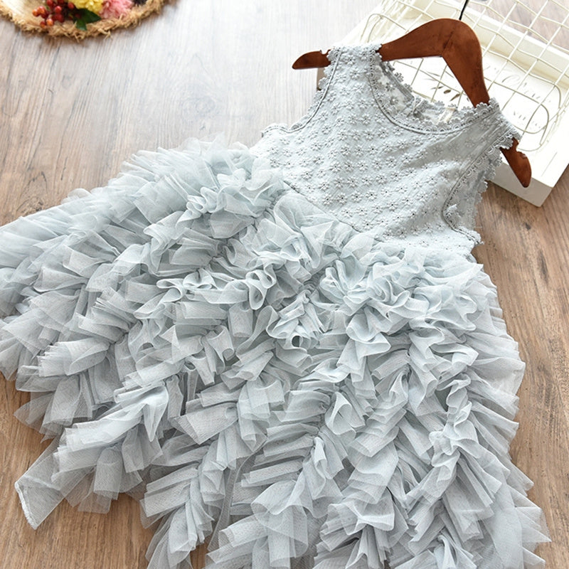 Robe d'été sans manches pour fille, robe bouffante