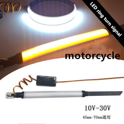 Anillo de luz de giro LED modificado para motocicleta, dos colores, amortiguador de impacto frontal, señal de giro modificada