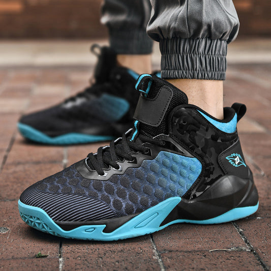 Zapatillas de deporte transpirables de malla degradada de caña media para hombre
