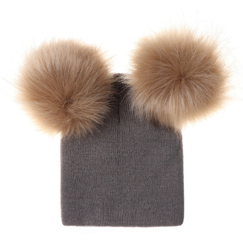 Mikkie Fur Hat Gorro de punto de dos ovillos para niño