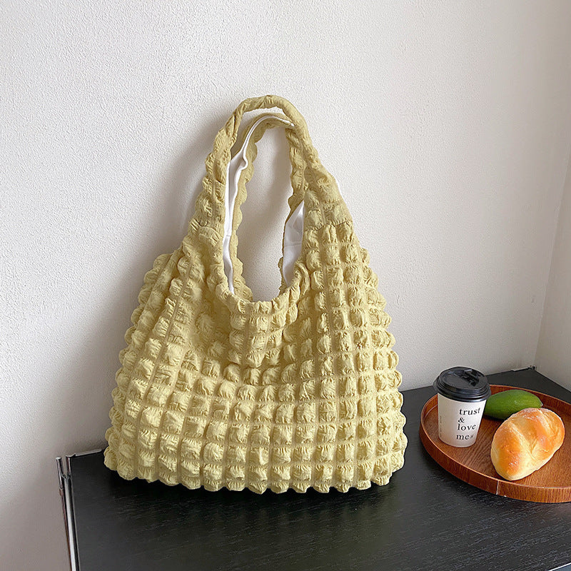 Pleated Bubble Bag Girl One-shoulder Hand Carrying