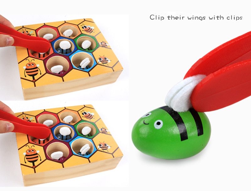 Jouets éducatifs en bois pour enfants, petites abeilles industrielles Montessori, plateau de jeu interactif en ruche, jouet amusant, cadeau 
