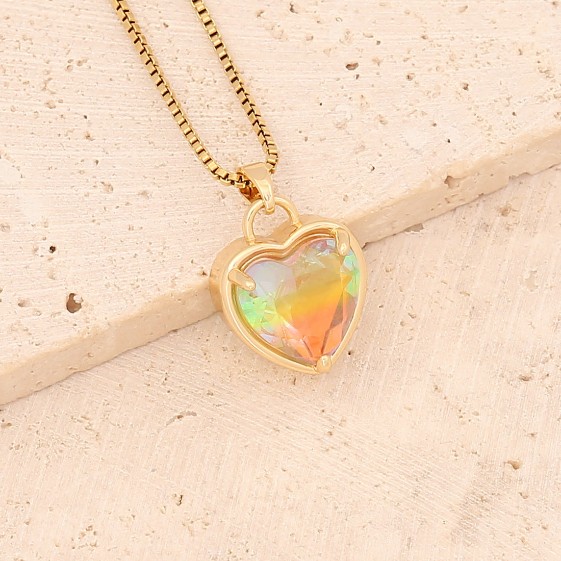Collar De Corazón Degradado Multicolor De Moda
