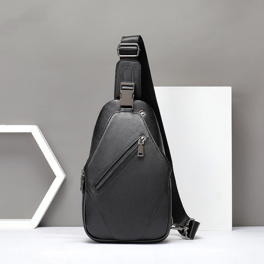 Sac à bandoulière à une épaule en cuir authentique au toucher tactile