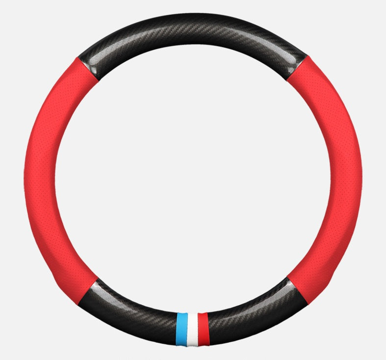 Couvre volant en cuir et fibre de carbone