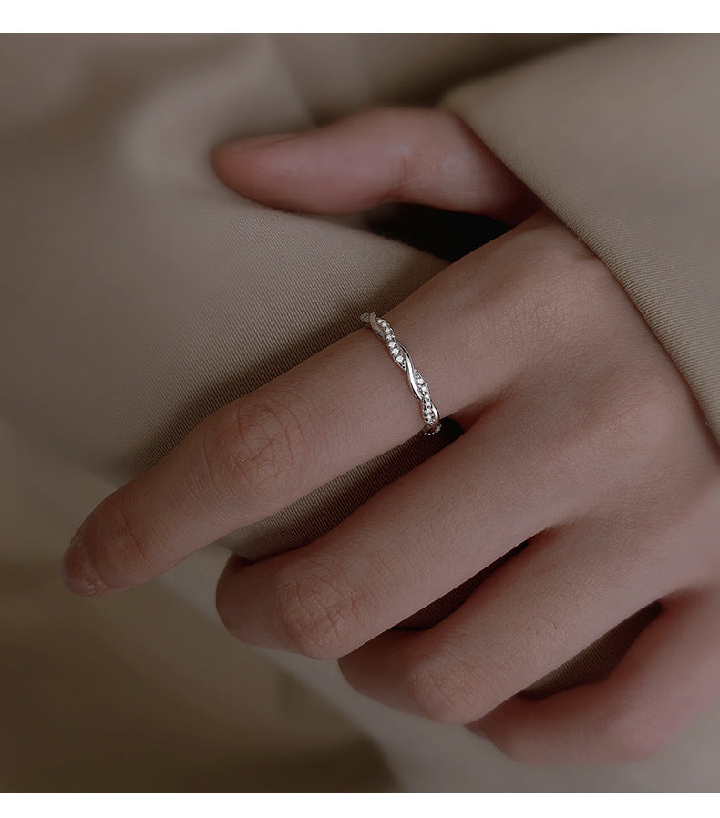 Bague torsadée mode 925 argent haute qualité lumière luxe
