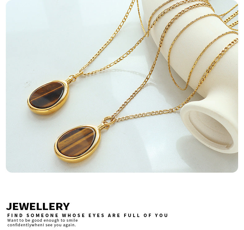 Collier Double couche en œil de tigre naturel, accessoires de Style froid capricieux pour femmes