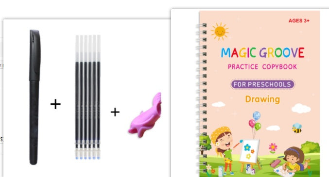 Cahier de pratique avec stylo dur et rainure pour enfants d'âge préscolaire, cahier de pratique en anglais, offre spéciale