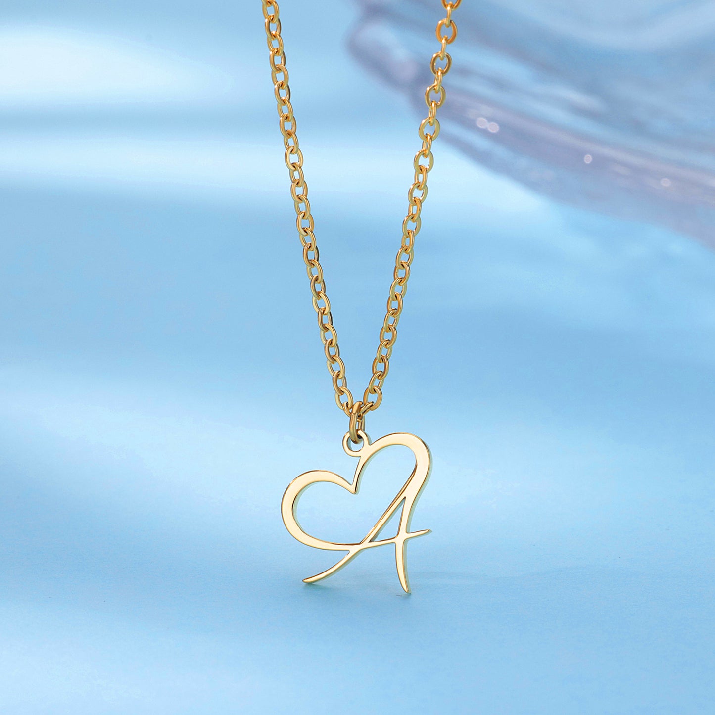 Collier créatif en acier inoxydable avec pendentif lettre cœur Simple pour femmes
