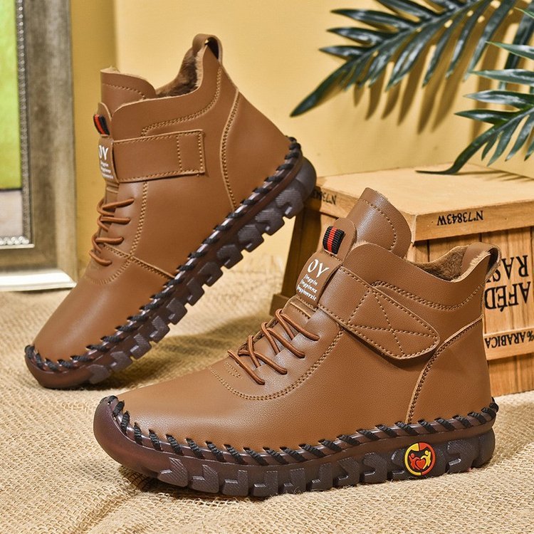 Femmes bottes de neige hiver chaud à lacets en peluche bottines avec fil à coudre conception nouvelle plate-forme antidérapante imperméable chaussures confortables