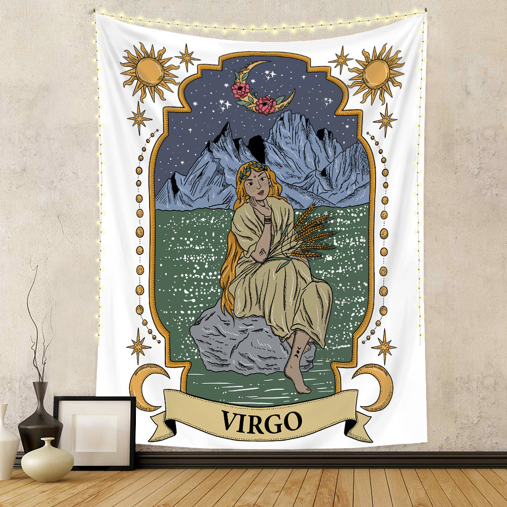 Tapisserie à douze constellations, tapisserie de crâne, tapisserie de Tarot