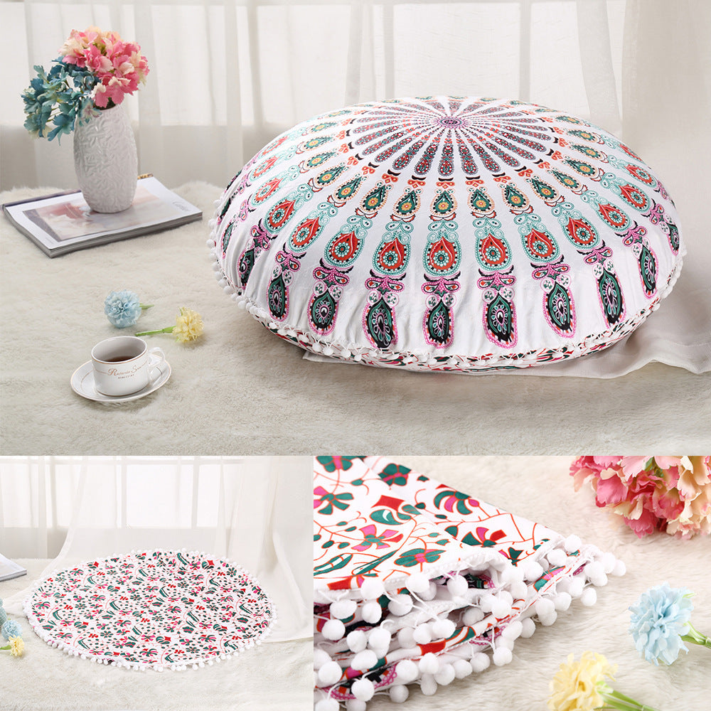 Oreillers de sol Mandala colorés, Ottoman rond, coussin de méditation bohème, Pouf