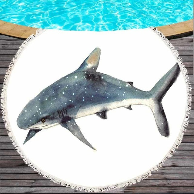 Toalla de playa estampada redonda Marine Life