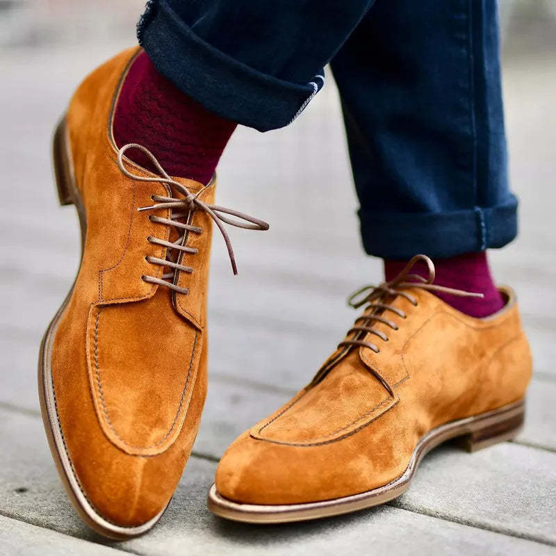 Zapatos de ante de negocios para hombre con cordones estilo británico
