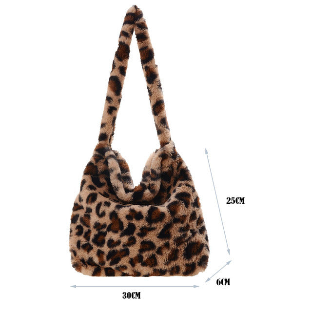 Sac à main portable en peluche pour femme