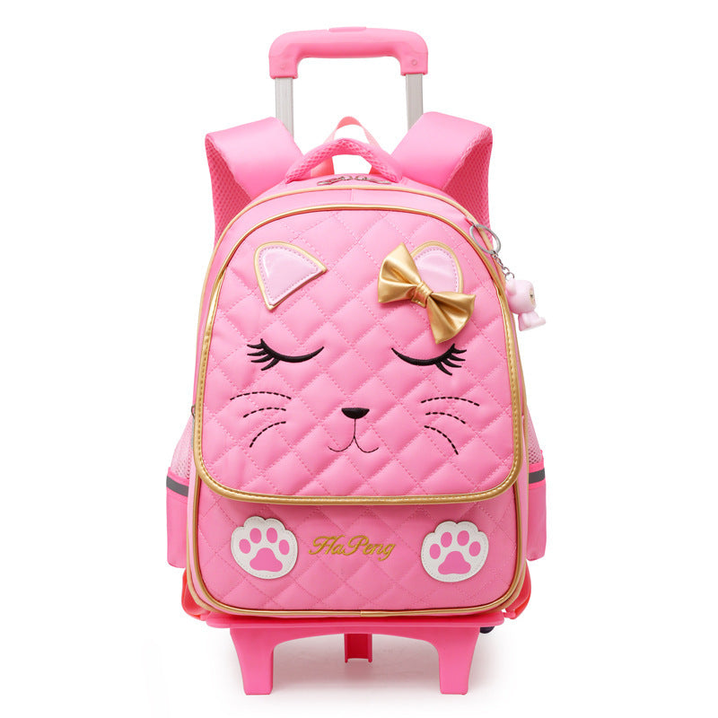 Mochila escolar con carrito de dos y tres ruedas para niños, desmontable
