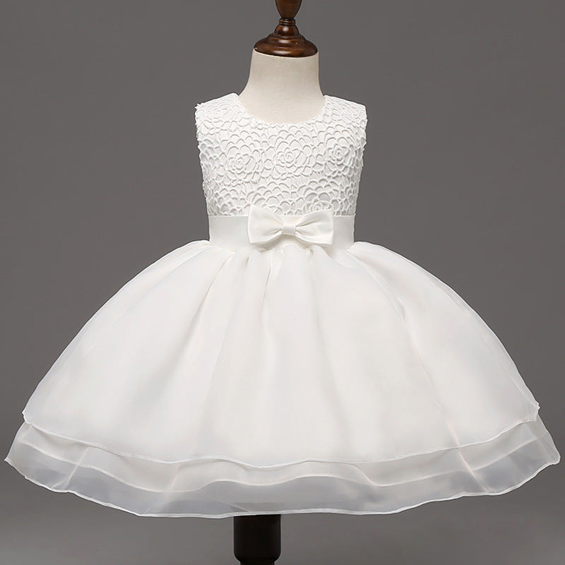 Robe de mariée pour bébé de haute qualité, robe pour bébé fille, fleur à crochet pour enfants, vin de pleine lune d'un an, robe de mariée en gros