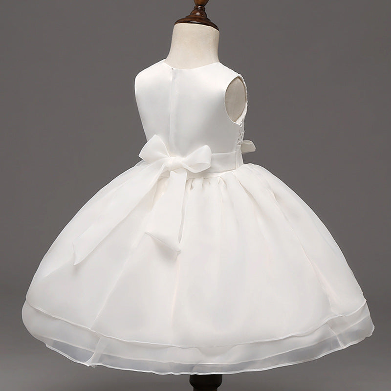 Robe de mariée pour bébé de haute qualité, robe pour bébé fille, fleur à crochet pour enfants, vin de pleine lune d'un an, robe de mariée en gros