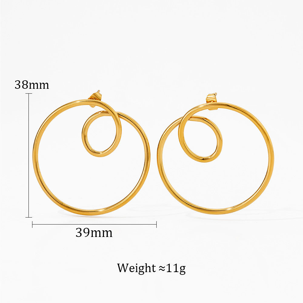 Boucles d'oreilles épurées Boucles d'oreilles courbes en cercle géométrique en acier inoxydable