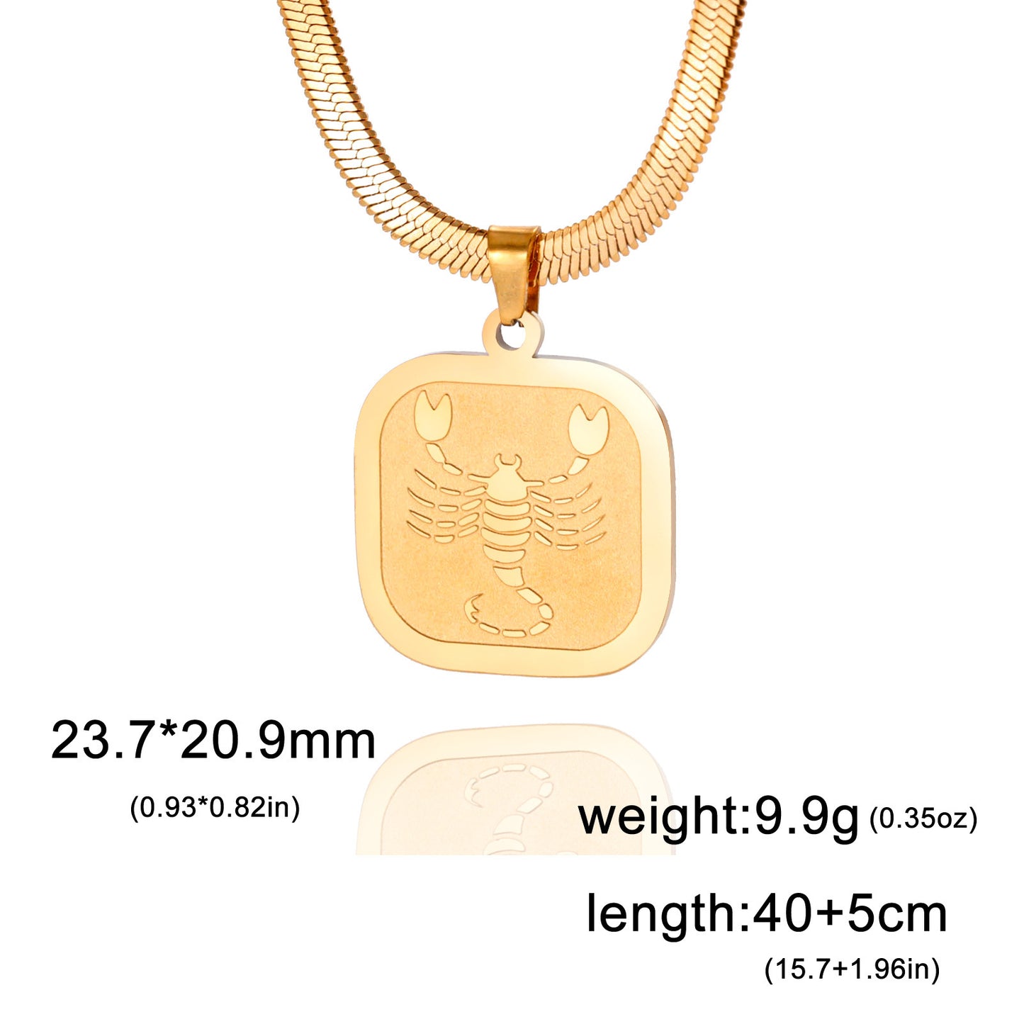 All-match Twelve Constellation Small Square Brand Stainless Steel Necklace