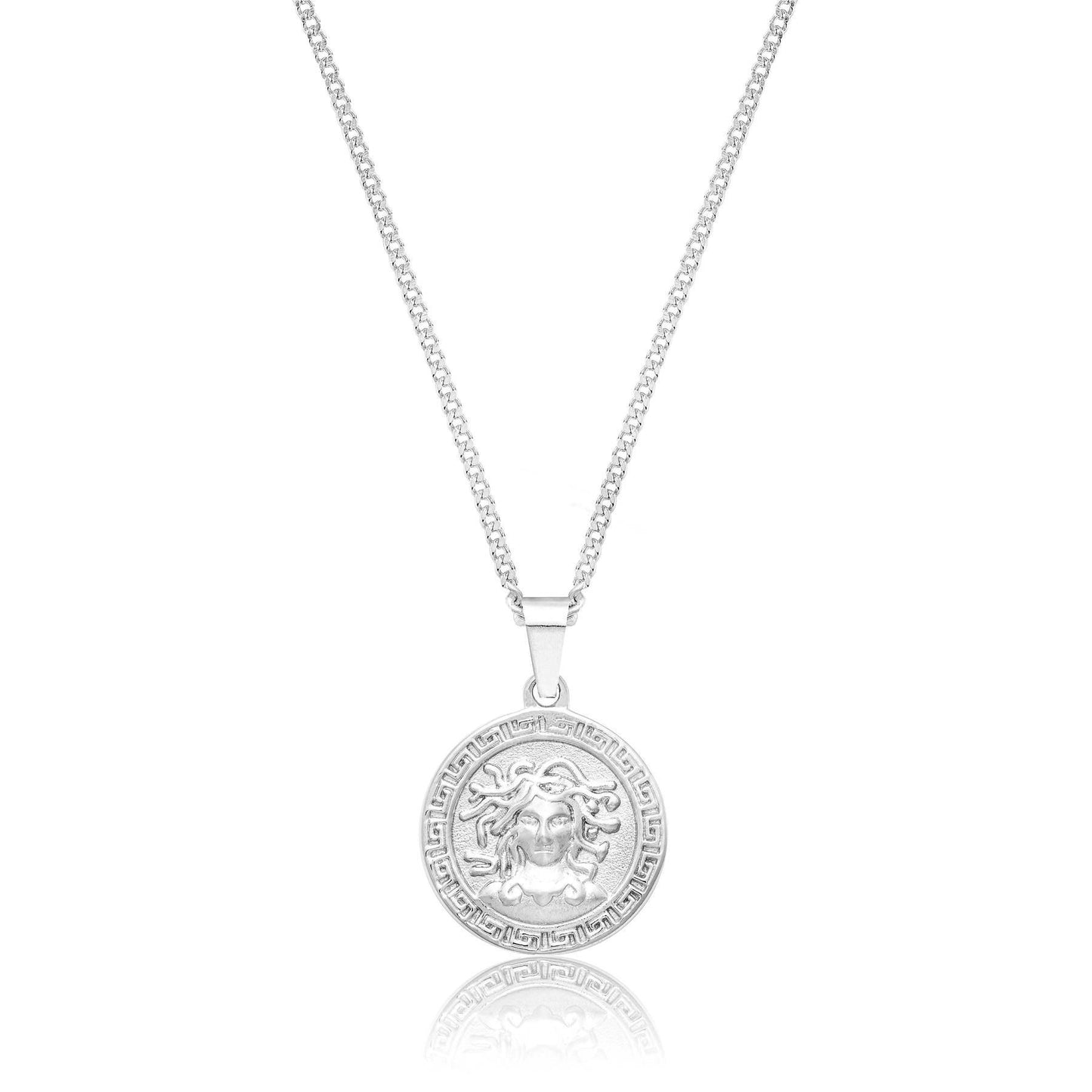 Collar con colgante chapado en oro de 18 quilates con moneda de acero inoxidable y brújula para hombre