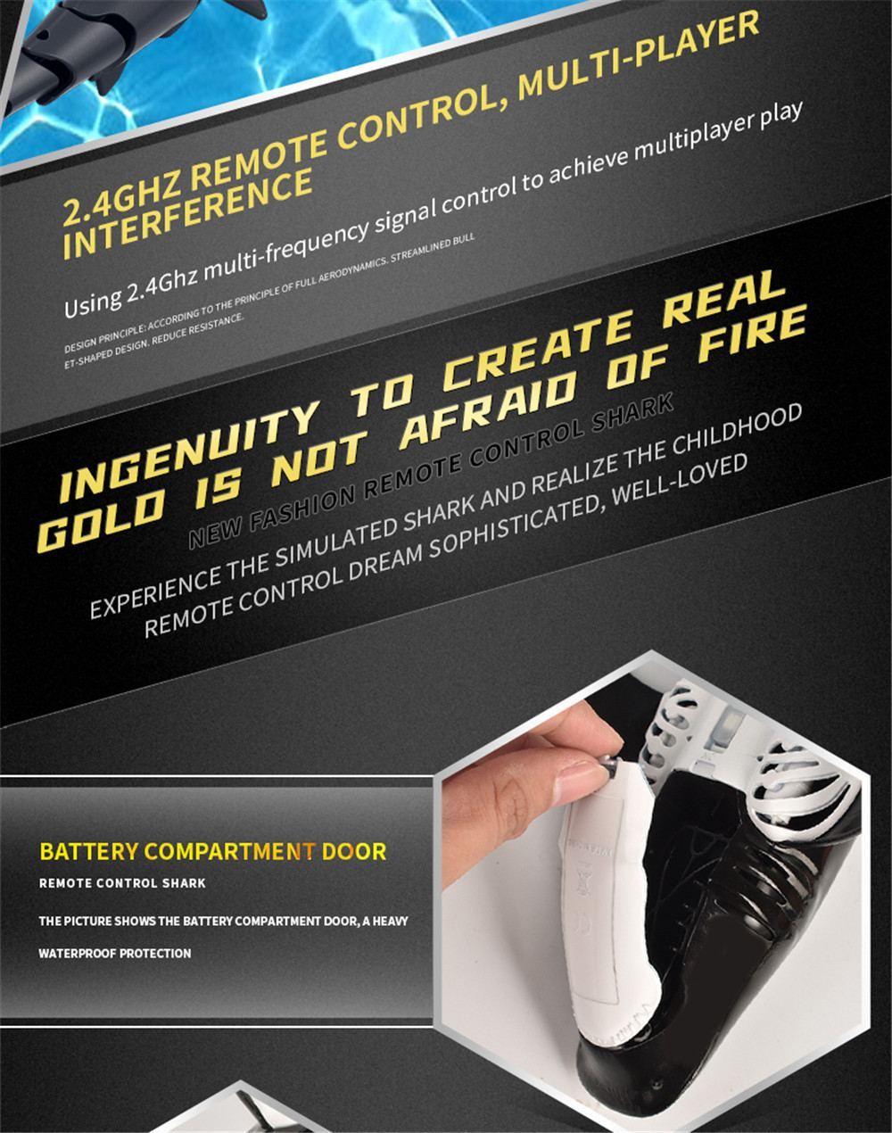 Requin télécommandé bateau jouet d'eau jouet pour enfants jouet d'eau à rames plongée