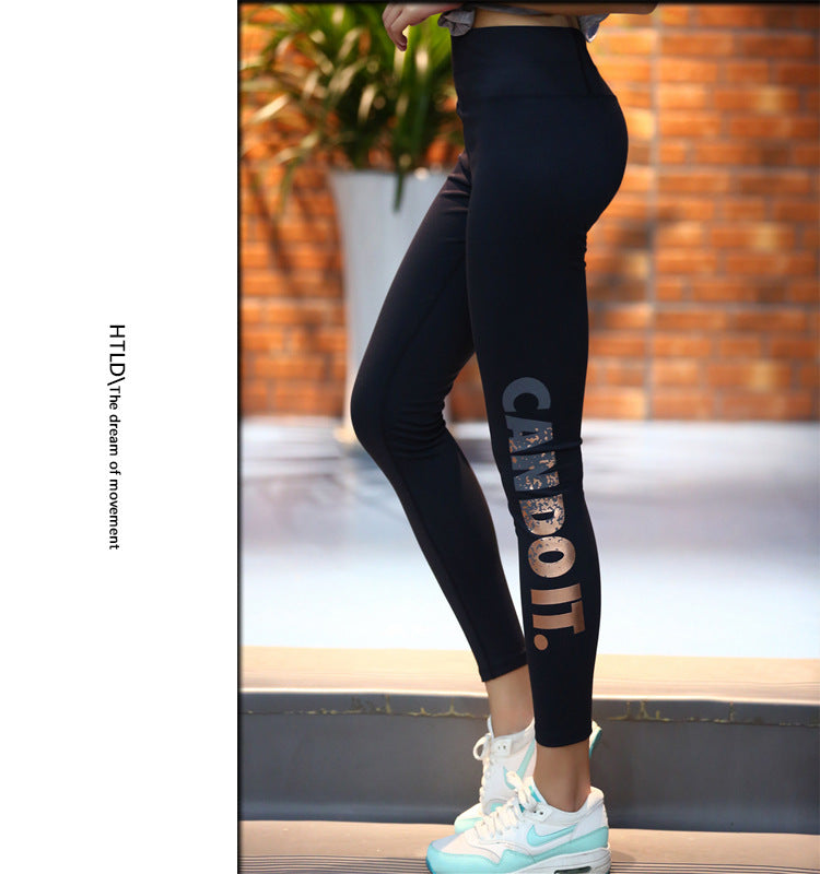 Pantalon fin pour femmes, mouvement transfrontalier, alphabet bronzant, entraînement à haute élasticité, Yoga, course à pied, fitness, spectacle
