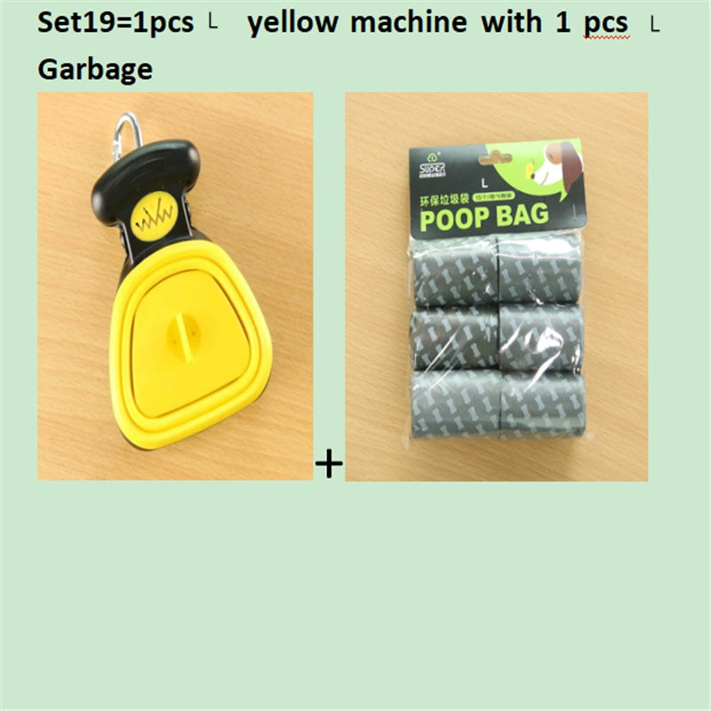 Scooper de merde pliable de voyage pour animaux de compagnie de chien avec 1 rouleau de sacs décomposables cuillère de merde propre ramasser les excréments nettoyant Epacket expédition