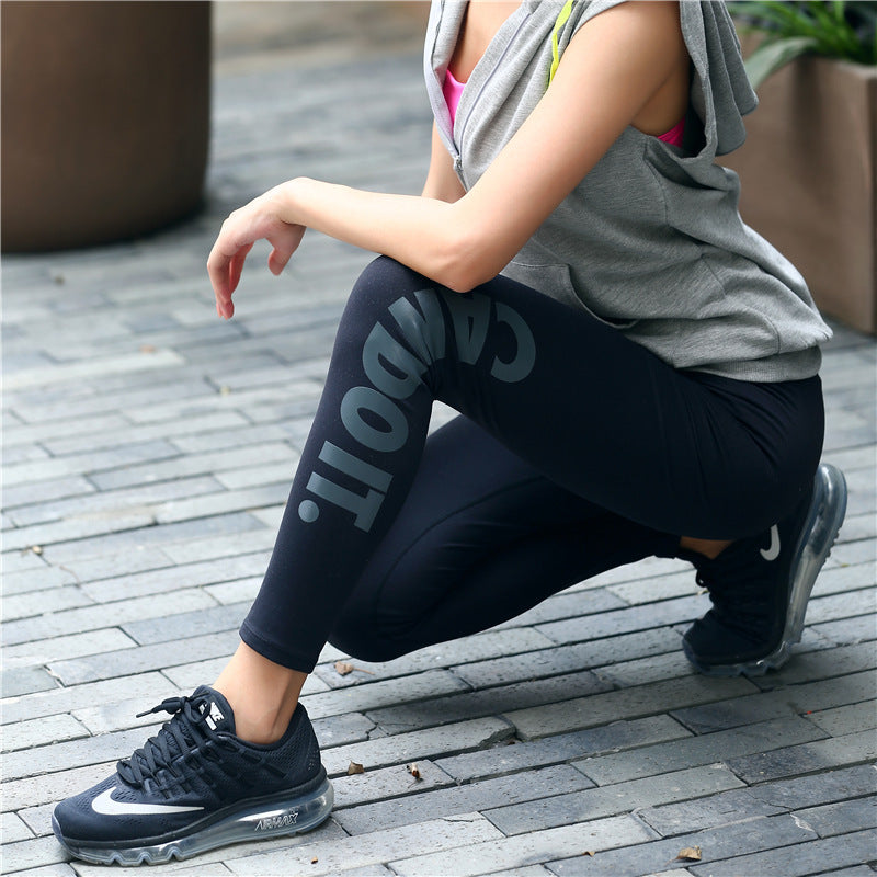 Pantalon fin pour femmes, mouvement transfrontalier, alphabet bronzant, entraînement à haute élasticité, Yoga, course à pied, fitness, spectacle 