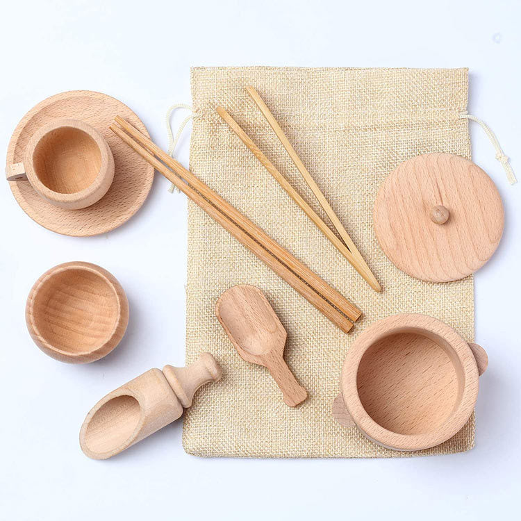 Ensemble de couverts en bois sensoriels Montessori pour enfants