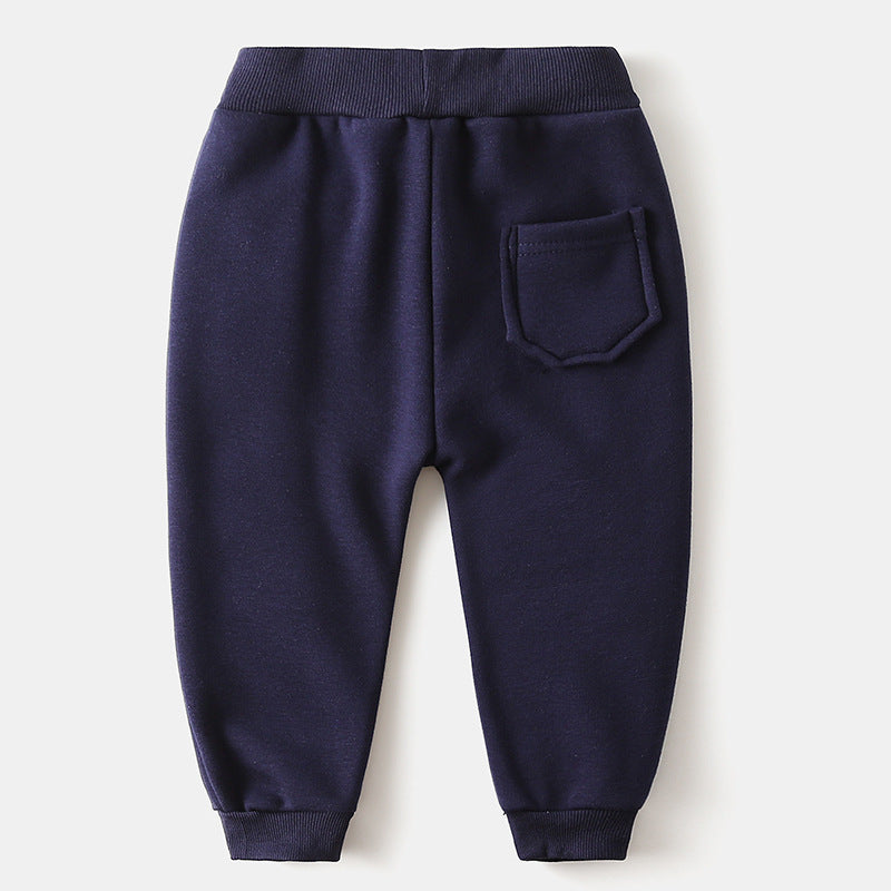 Vêtements pour enfants garçons lettre brodée Plus pantalon en velours bébé pantalon épaissi pantalon chaud
