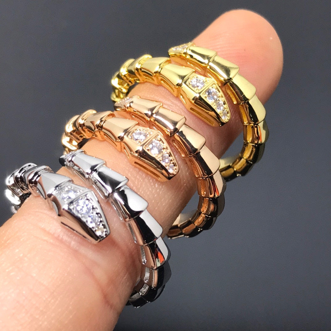 Bague créative sertie de diamants serpent pour femme