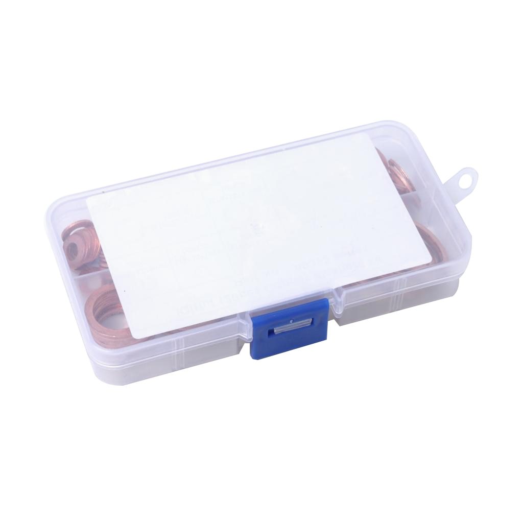 120pcs Copper Gasket Box, Annealing Oil Seal Copper Gasket Set