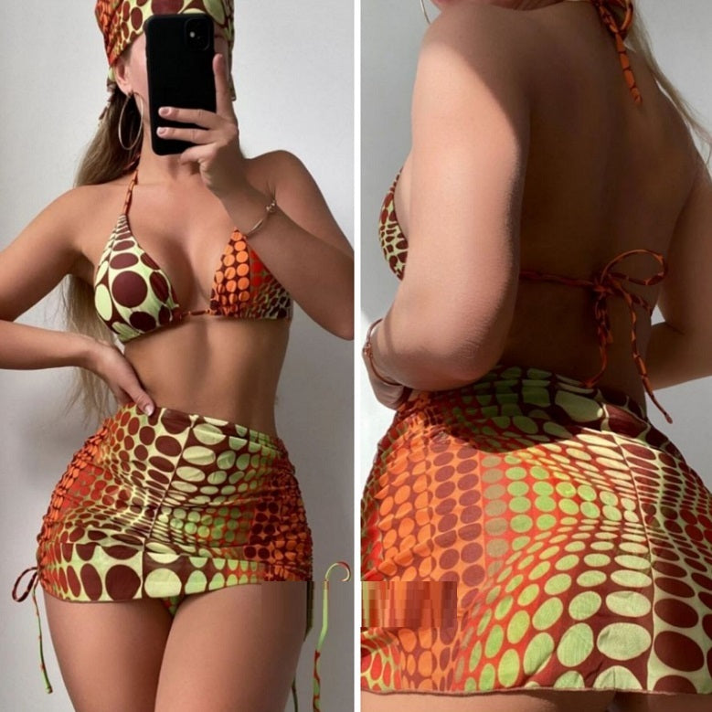 Maillot de bain bikini fendu imprimé pour femme